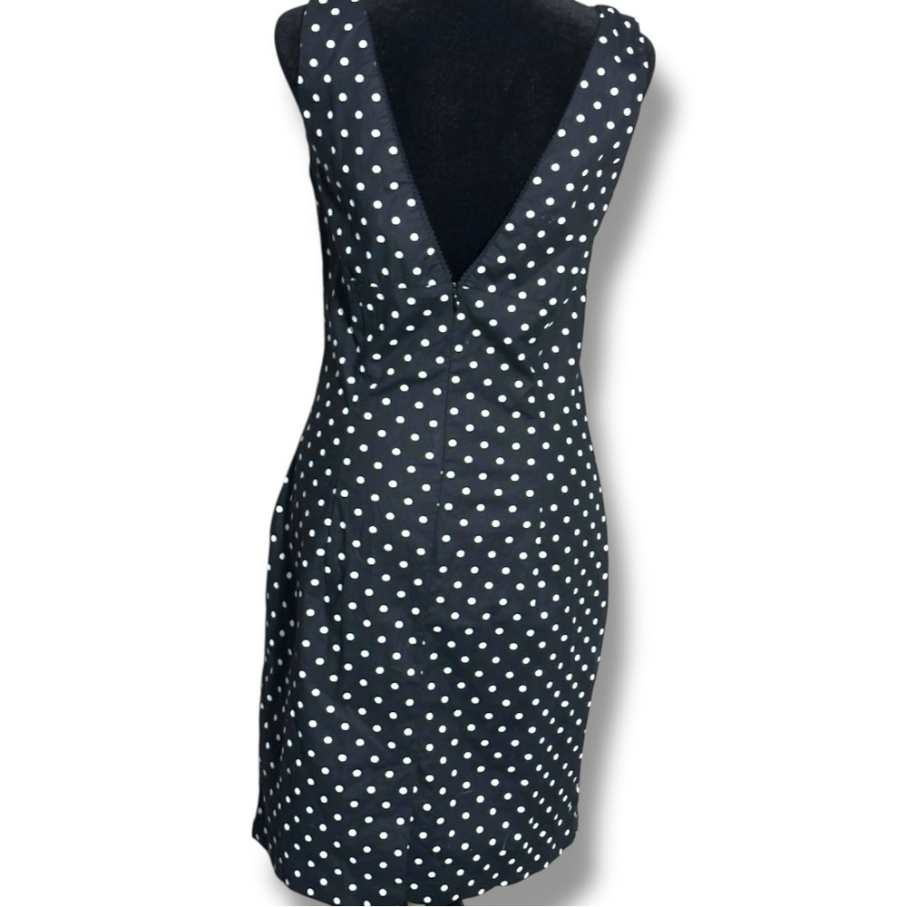 Forever 21 Black and White Polka Dot V-Neck Mini Fitted Sleeve/Backless Dress - Picture 6 of 15